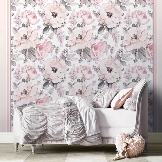 Mural Flores Rosa Pálido